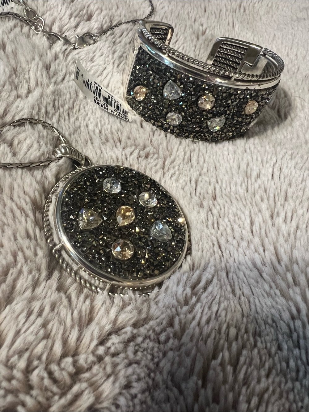 Brighton Crystal Rocks Necklace and Bracelet Set 2 Pieces Silver $196 Retail NWT